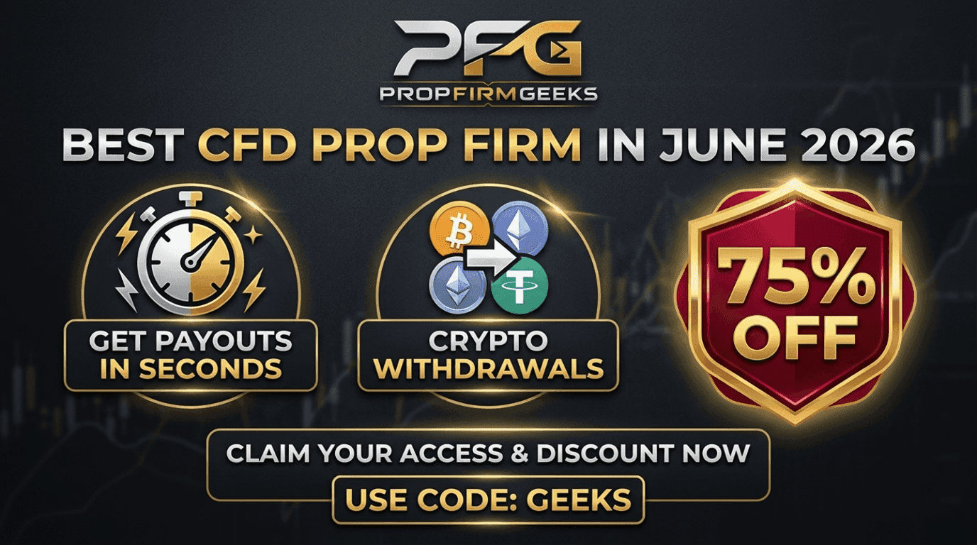 Best CFD Prop Firm in June 2026: Get Payouts in Seconds, Crypto Withdrawals & 75% OFF with Code "GEEKS"